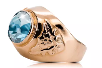 Aquamarin Originales Vintage-Roségold aus 14 Karat Ring Vintage Stil vrc078r